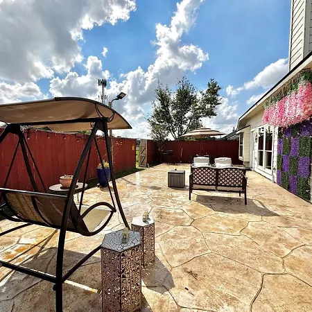 Family Big Backyard Fireplace